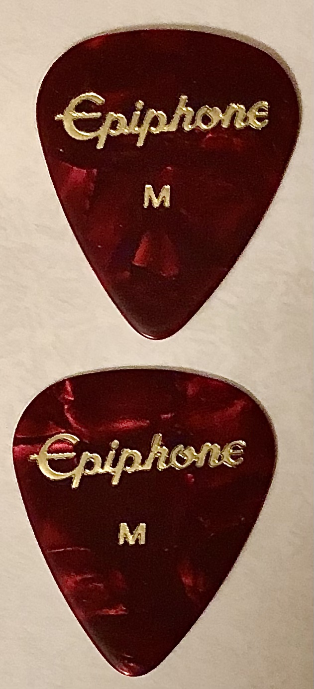 Epiphone Guitar Picks 2 Medium Gauge Red Pearl Celluloid Pickbay